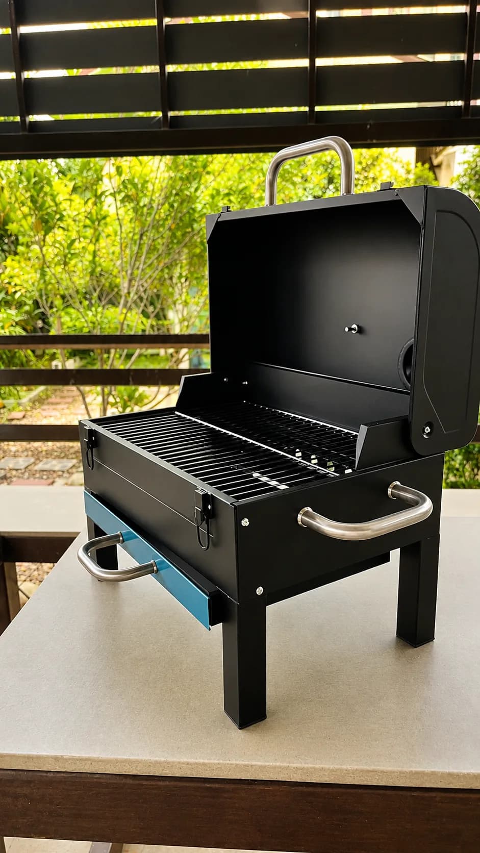 BBQ grill on the covered patio