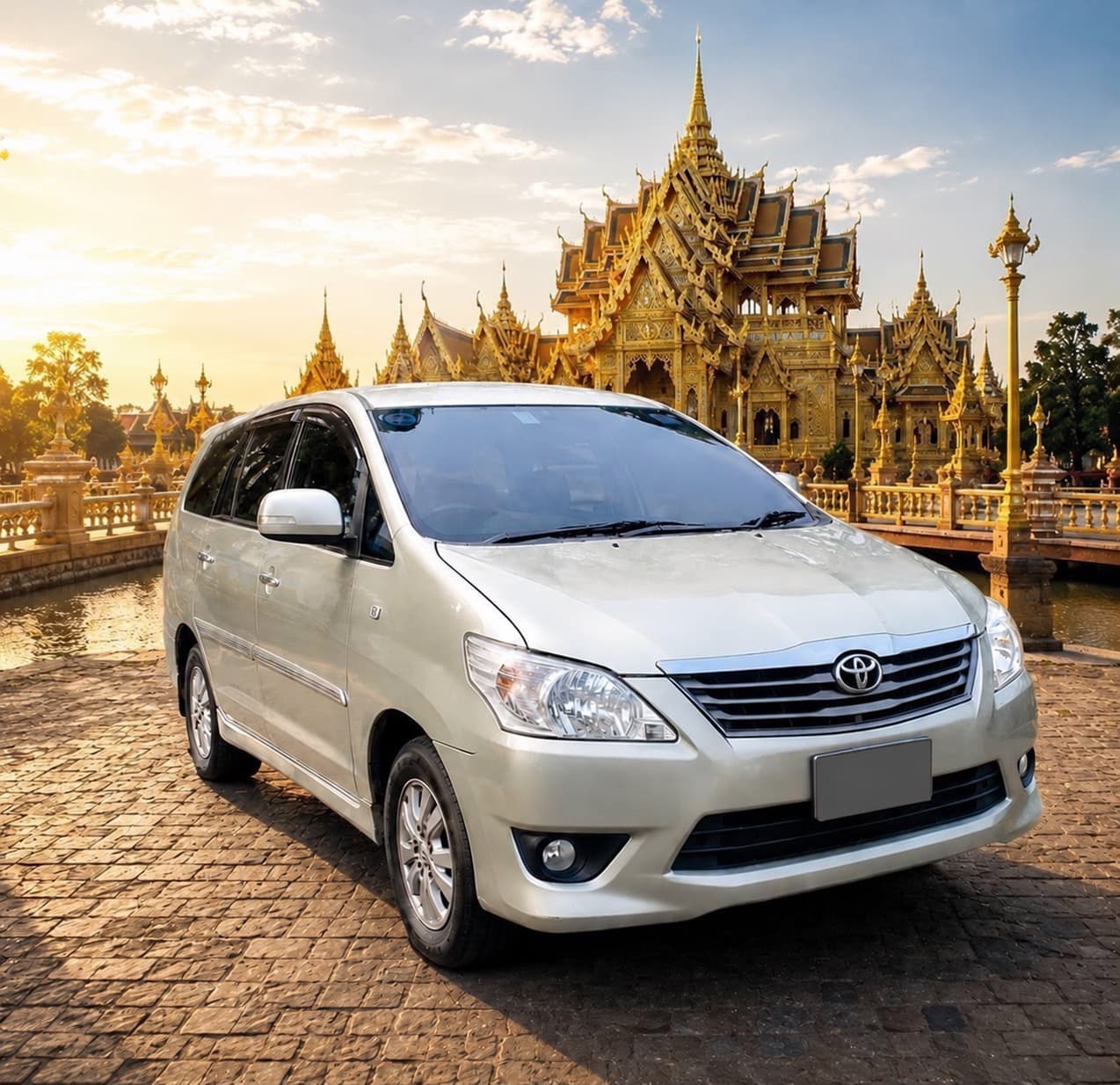 White Toyota people carrier
